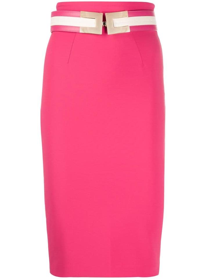 Elisabetta Franchi Belted Pencil Skirt - Pink