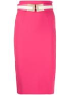 Elisabetta Franchi Belted Pencil Skirt - Pink