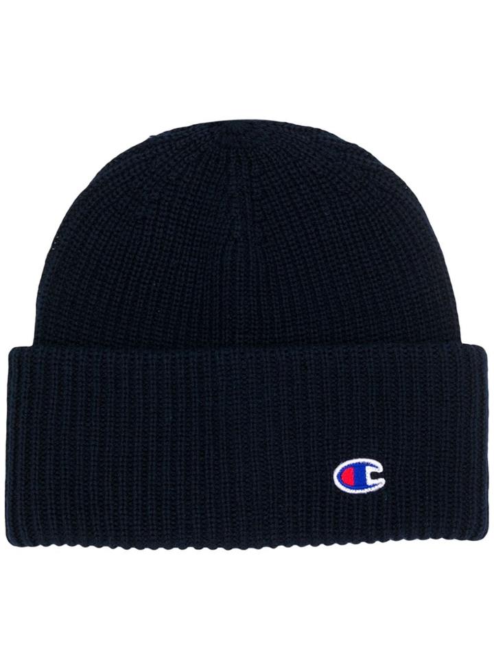 Champion Cable Knit Logo Beanie - Blue