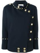 Pierre Balmain Double Breasted Military Jacket, Women's, Size: 36, Blue, Cotton/polyamide/spandex/elastane/viscose