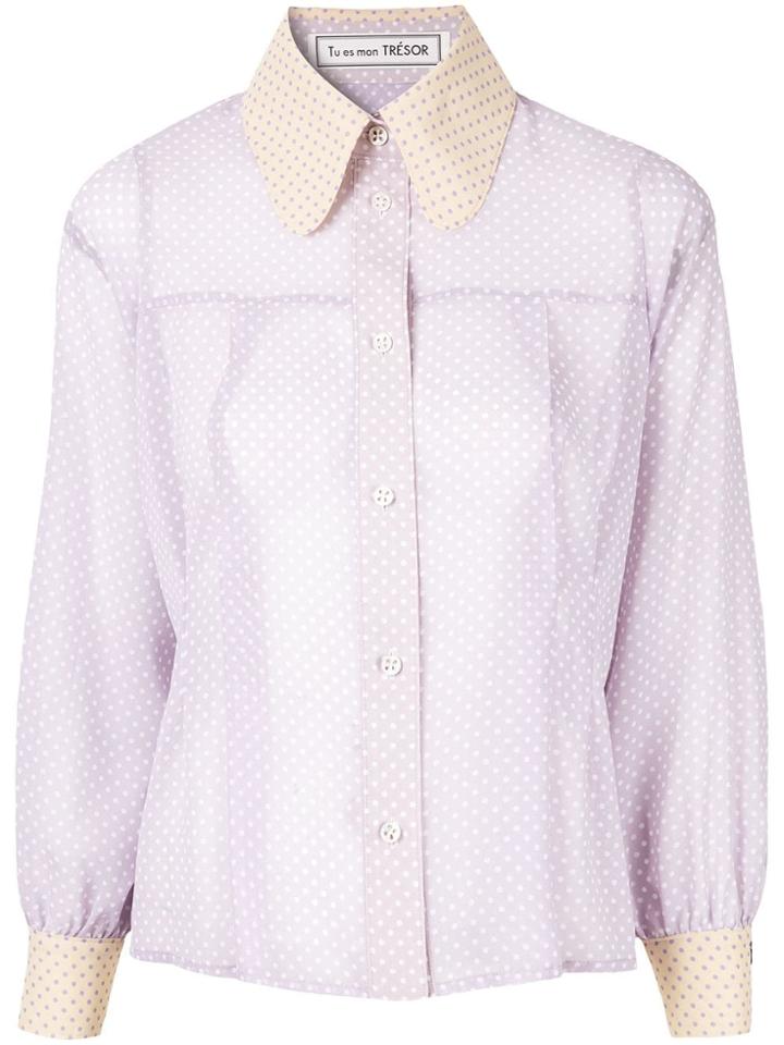 Tu Es Mon Trésor Polka Dot Blouse - Purple