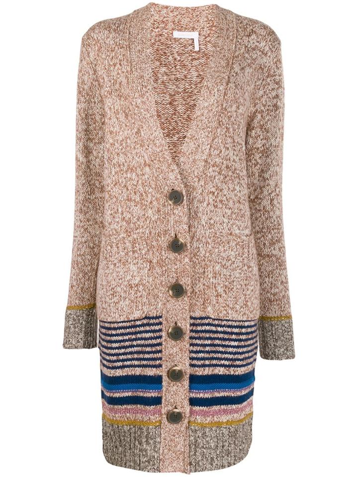 See By Chloé Striped Trim Cardigan - Brown