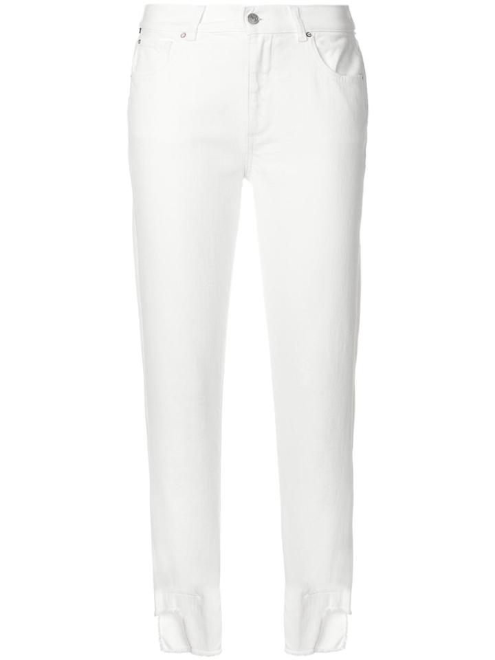 Acynetic Cropped Frayed-hem Jeans - White