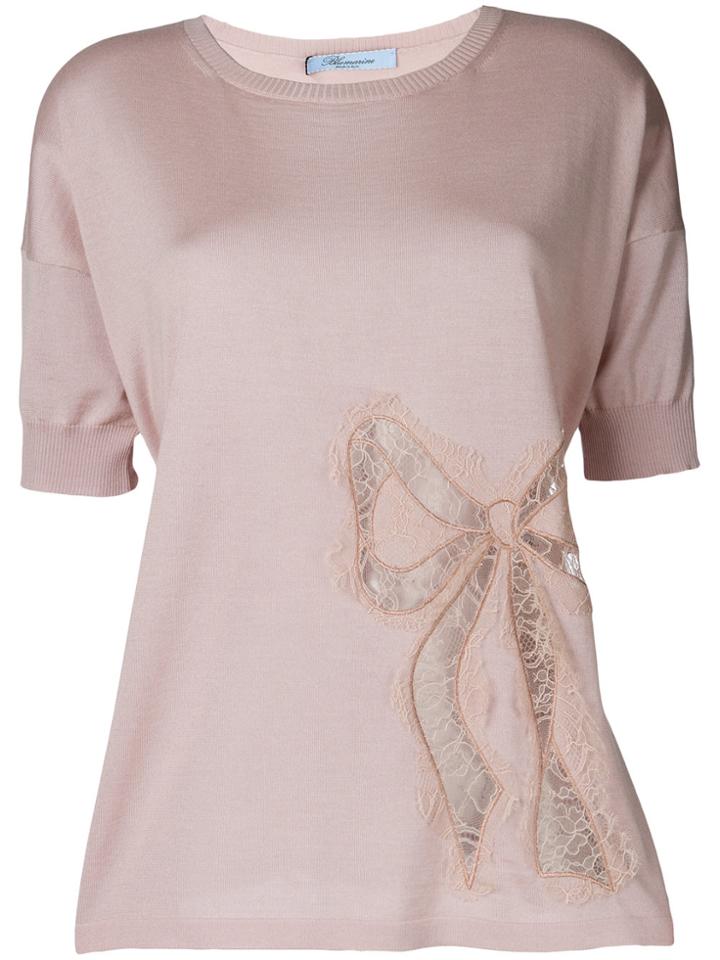 Blumarine Bow Detail Knitted Top - Pink & Purple
