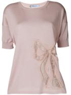 Blumarine Bow Detail Knitted Top - Pink & Purple