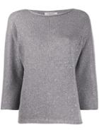 La Fileria For D'aniello Three-quarter Sleeve Fitted Top - Grey