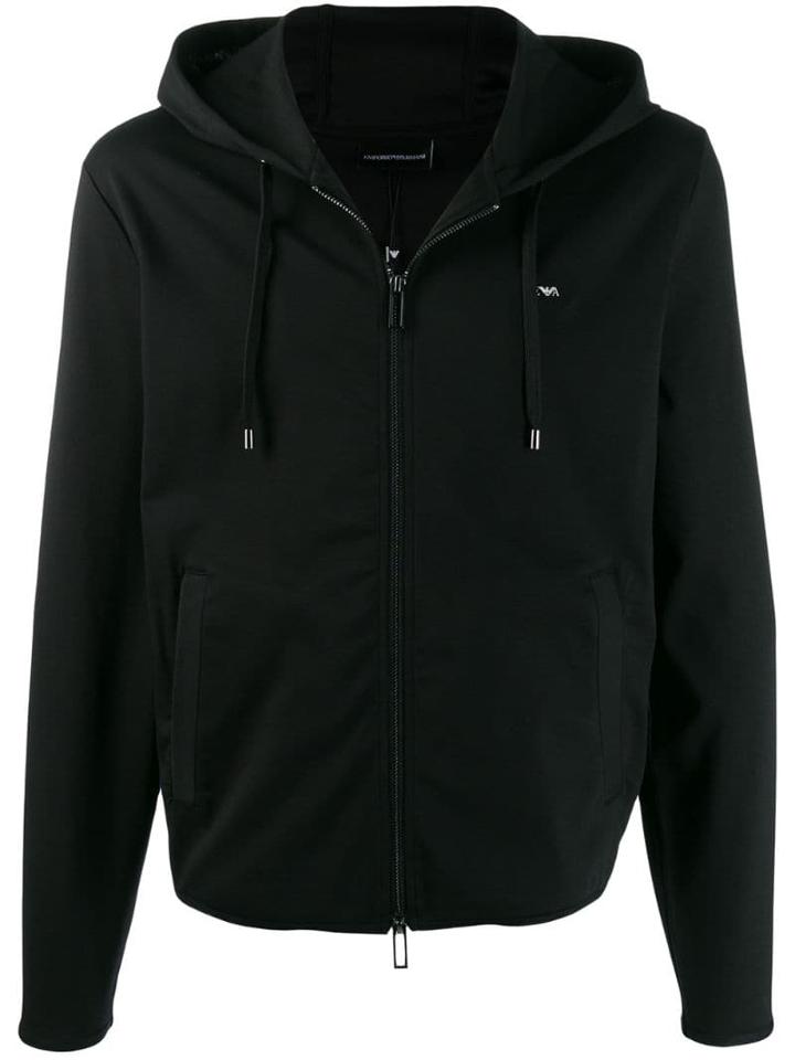 Emporio Armani Logo Plaque Hoodie - Black