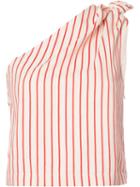 Rosie Assoulin One Shoulder Knot Blouse, Women's, Size: Small, Red, Cotton/linen/flax