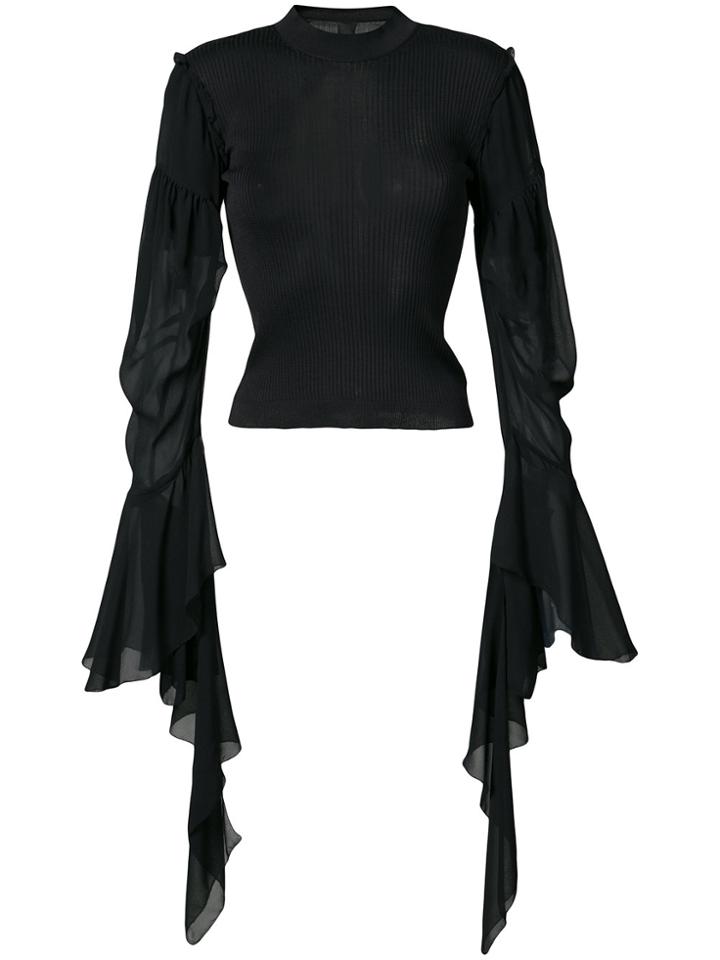 Vera Wang Draped Sheer Sleeves Jumper - Black