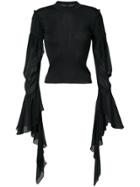 Vera Wang Draped Sheer Sleeves Jumper - Black