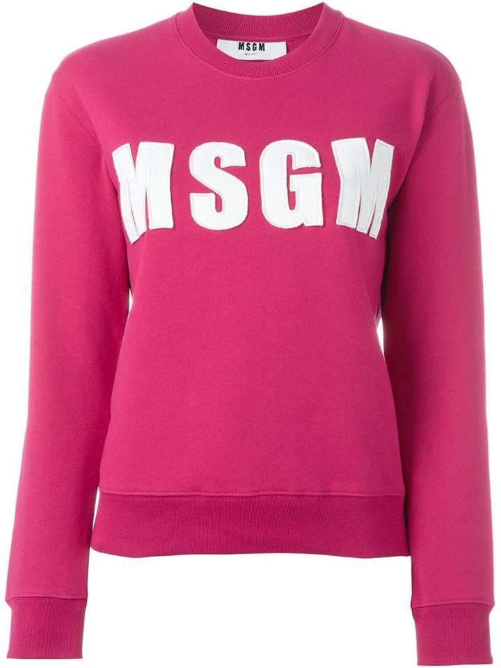 Msgm Logo Sweatshirt, Women's, Size: M, Pink/purple, Cotton