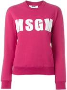 Msgm Logo Sweatshirt, Women's, Size: M, Pink/purple, Cotton