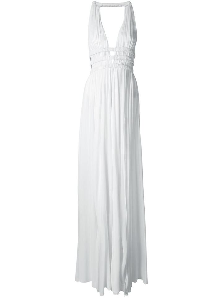 Jay Ahr V-neck Sleeveless Long Dress, Women's, Size: 36, White, Rayon