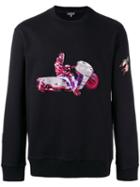 Lanvin Motorcycle Patch Sweatshirt, Men's, Size: Large, Black, Cotton/spandex/elastane