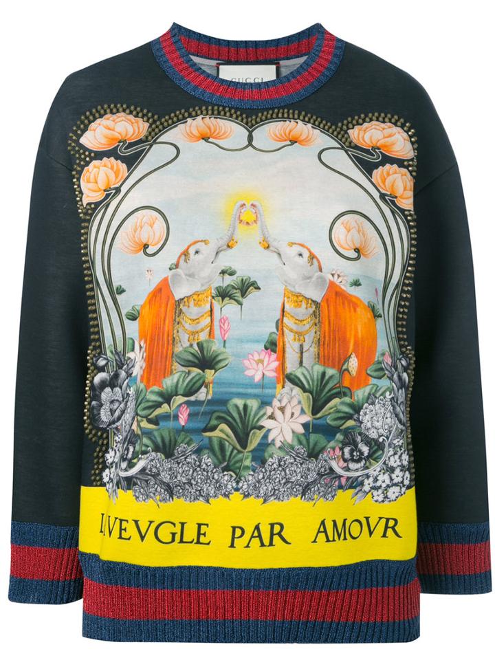 Gucci L'aveugle Par Amour Sweatshirt, Women's, Size: Small, Black, Cotton/viscose/polyamide/metallic Fibre