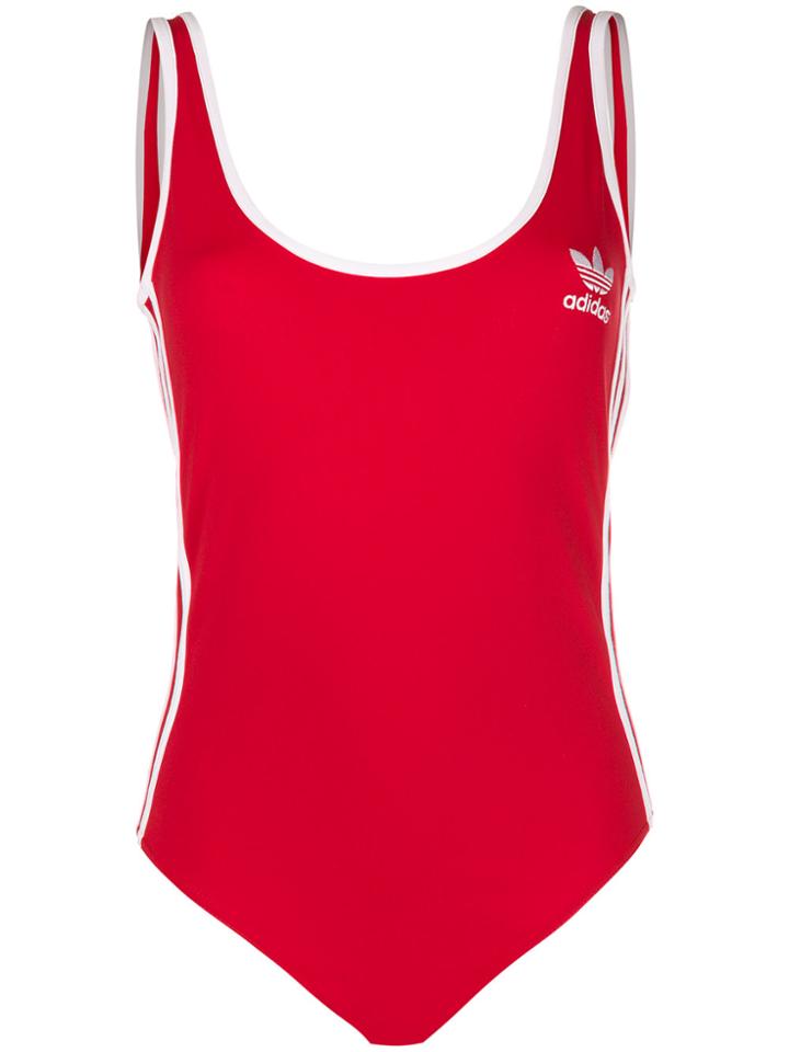 Adidas Three Stripe Scoop Back Bodysuit - Red