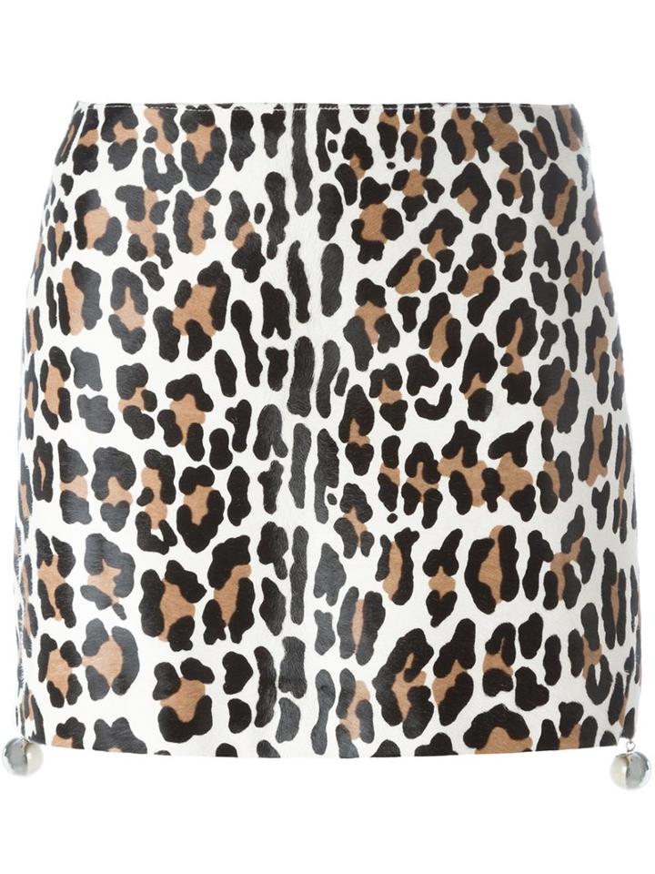 Drome Leopard Print Short Skirt, Women's, Size: Small, Nude/neutrals, Cupro/calf Hair/bos Taurus