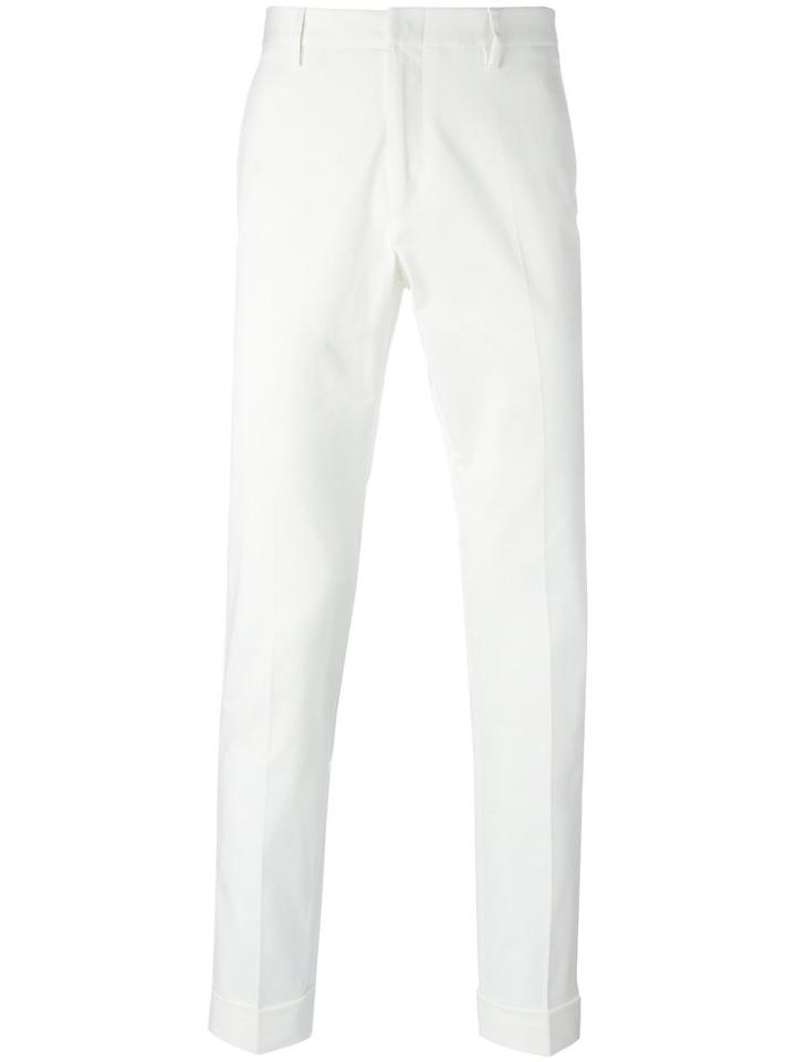 Gucci Web Embroidered Bee Chinos, Men's, Size: 52, White, Cotton/spandex/elastane