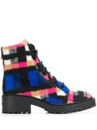 Kenzo Lace Up Ankle Boots - Blue