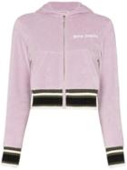 Palm Angels Cropped Logo Hoodie - Purple