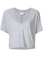 The Upside V-neck Crop Top - Grey