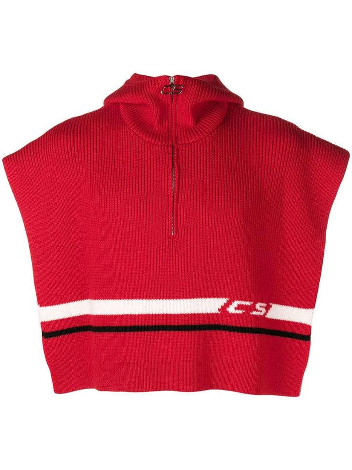 Cmmn Swdn Open Zipped Cape - Red