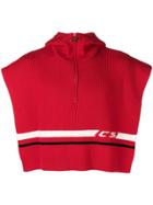 Cmmn Swdn Open Zipped Cape - Red
