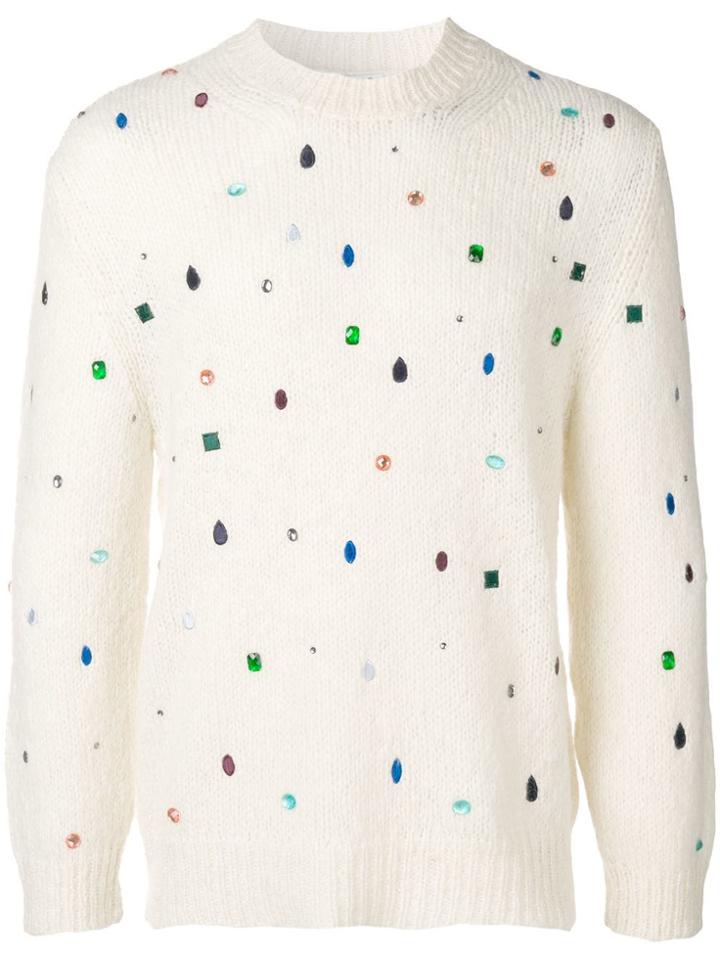 Kenzo Bejewelled Knit Sweater - White