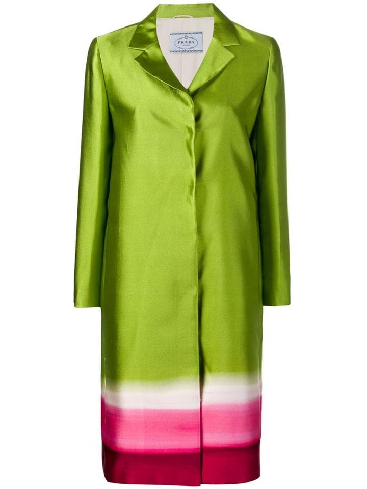 Prada Pre-owned Concealed Fastening Panelled Coat - Green