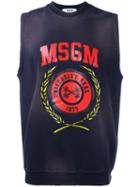 Msgm Logo Print Vest, Men's, Size: Large, Blue, Cotton
