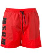 Msgm Swim Shorts, Men's, Size: 50, Red, Polyamide