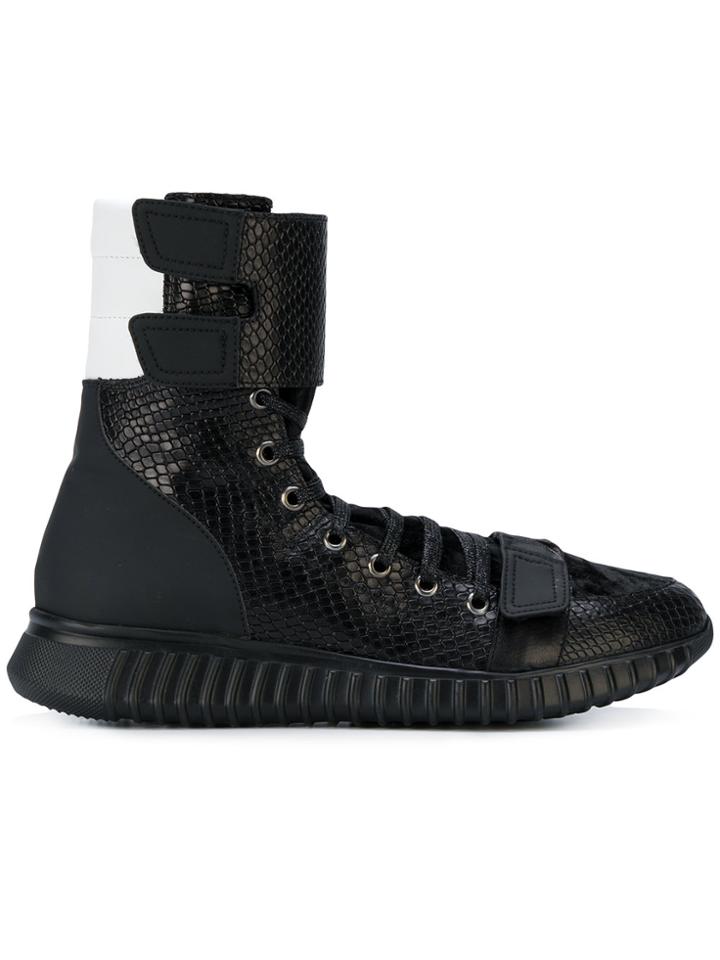 Antonio Marras Snakeskin Effect Hi-top Sneakers - Black