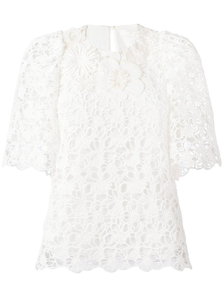 Chloé - Guipare Lace Overlay Blouse - Women - Silk/cotton/polyester - 44, White, Silk/cotton/polyester