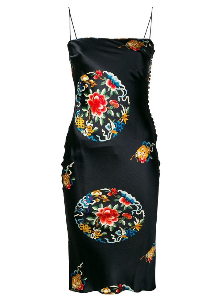 Christian Dior Vintage Printed Midi Dress - Black
