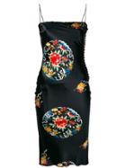 Christian Dior Vintage Printed Midi Dress - Black