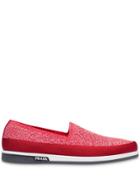 Prada Twill Mouliné Knit Slip-on Sneakers - Red