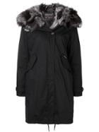 Woolrich Fox Fur Detailed Coat - Black