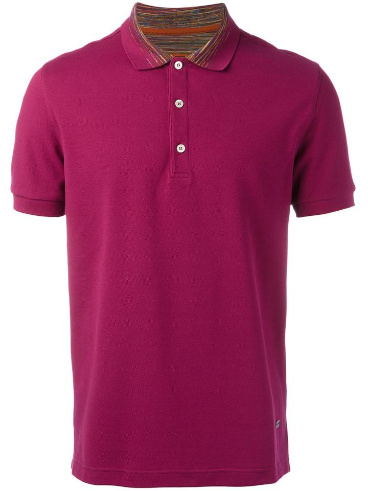 Missoni Classic Polo Shirt, Men's, Size: Xl, Pink/purple, Cotton