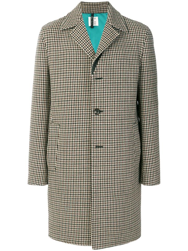 Santoni Houndstooth Pattern Coat - Brown