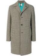 Santoni Houndstooth Pattern Coat - Brown