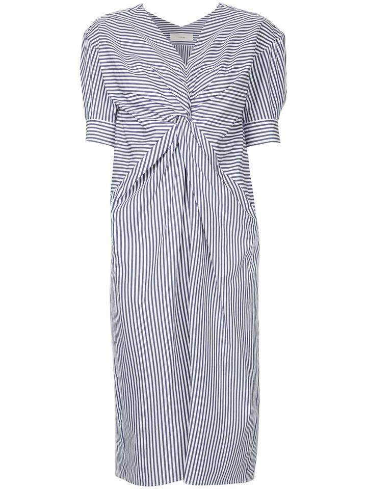 Cyclas Striped Dress With Ruched Front - Blue