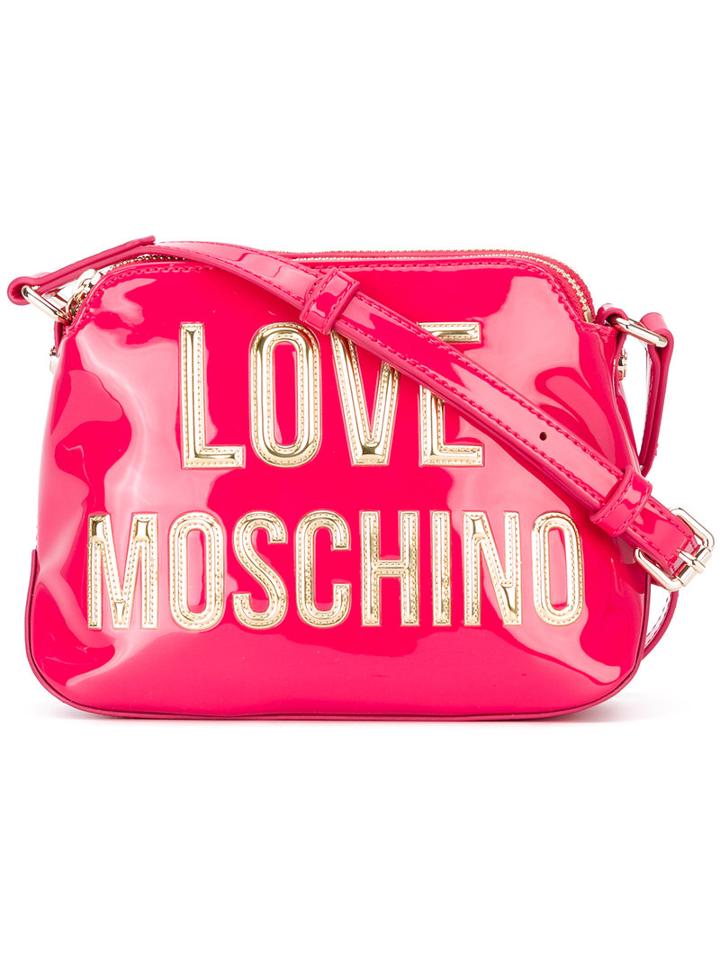 Love Moschino - Gold Lettering Shoulder Bag - Women - Polyurethane - One Size, Women's, Pink/purple, Polyurethane