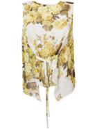 Robert Rodriguez - Floral Tied Front Top - Women - Silk - S, White, Silk