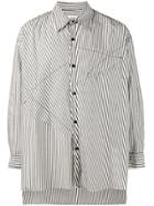 Sulvam Pinstripe Patchwork Shirt - Black