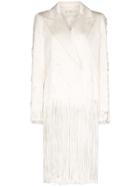 Xu Zhi Fringe Trim Double-breasted Blazer - White