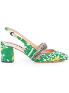 Rochas Patterned Slingback Sandals - Green