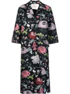 Adam Lippes Floral Jacquard Opera Coat, Women's, Size: Xs, Black, Polyester