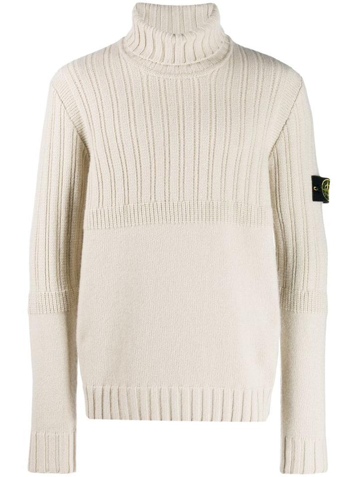 Stone Island Ribbed Roll Neck Jumper - Neutrals