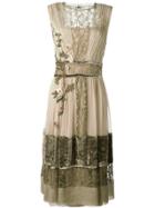 Alberta Ferretti Layered Floral Embroidery Dress - Green