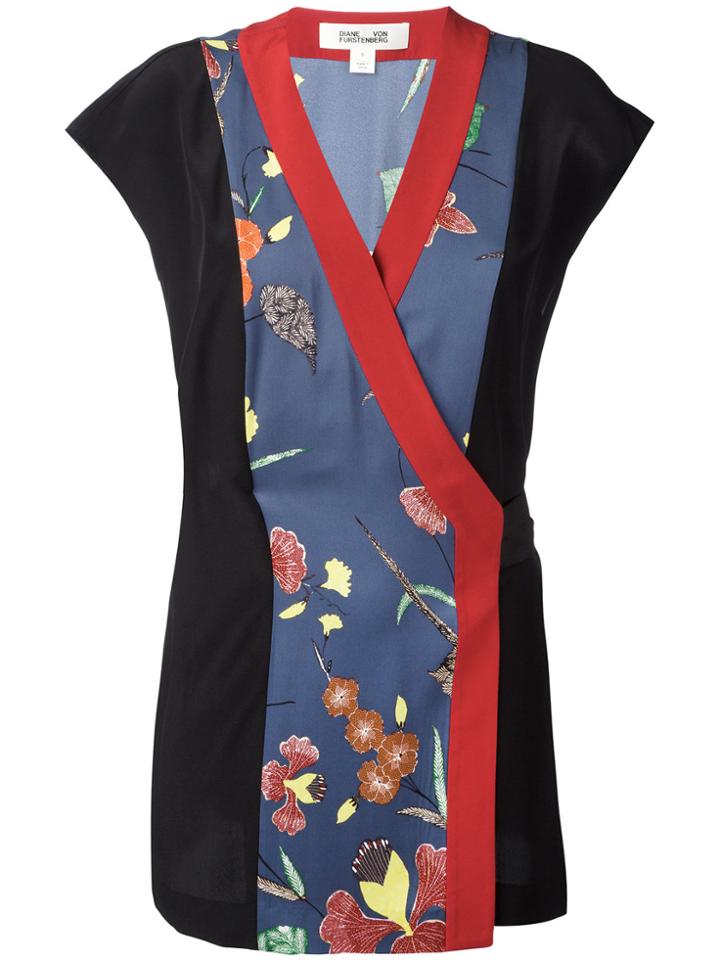 Diane Von Furstenberg Floral Patch Wrap Blouse - Multicolour